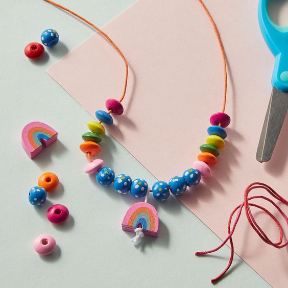 Mothers Day wooden beads craft for kids